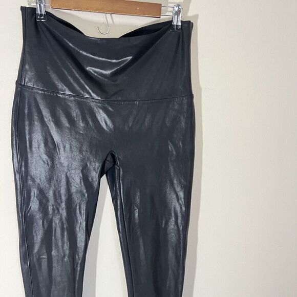 SPANX Faux Leather Leggings Pants Plus Size 1X Black High Rise - Picture 8 of 8